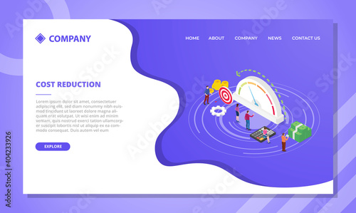 cost reduction concept for website template or landing homepage design with isometric style