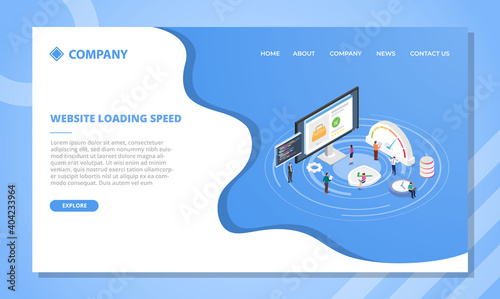 website loading speed concept for website template or landing homepage design with isometric style