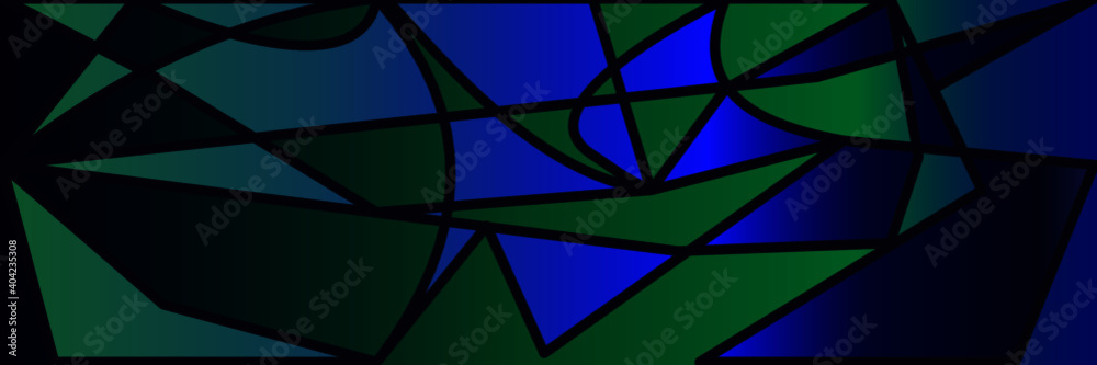 Abstract background with triangles and other forms. Black lines, blue and green gradient Abstract background with triangles and other forms. Black lines, blue and green gradient