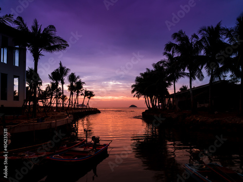 Evening sea view taken from Koh Chang island, Thailand