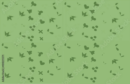 Seamless green background with leaf and floral pattern 