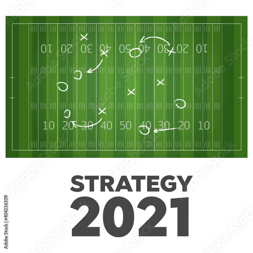 Overview of American Football or football. Football or soccer game strategy plan