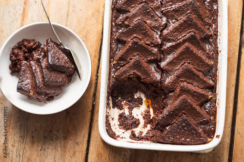 Chocolate bread and butter pudding  photo