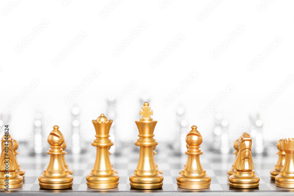 Set of chess pieces, chessboard game isolated on white background.