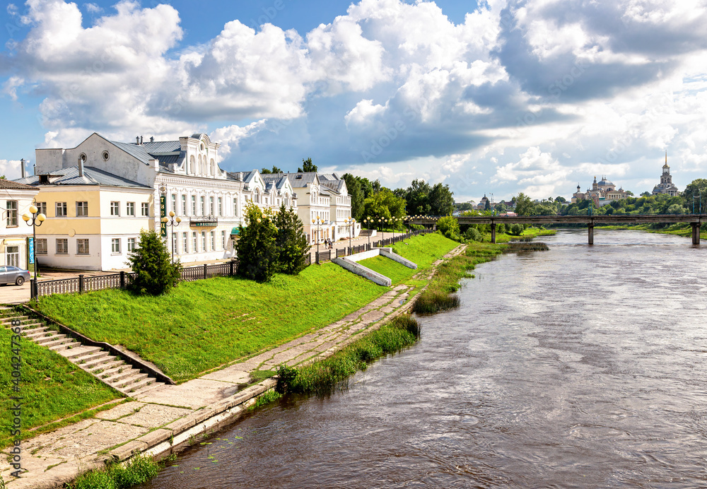 Provincial Russian town of Torzhok in summer sunny day