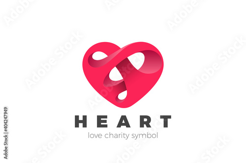 Heart Love Logo design vector template. Valentines day Romantic dating Charity Donation Donor Logotype concept icon.