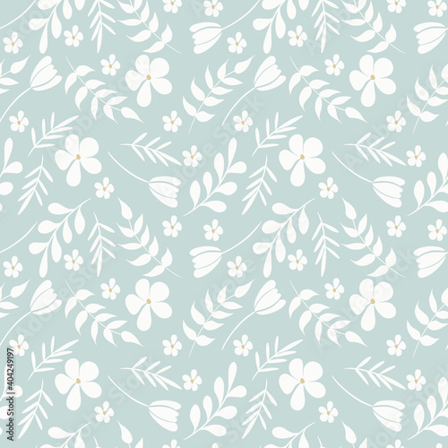 Valentine's Day. Seamless pattern floral with flowers, leaves. Design for poster, banner, flyer, web, card, party, invitation, wallpaper, paper, wedding, mom or mother day.