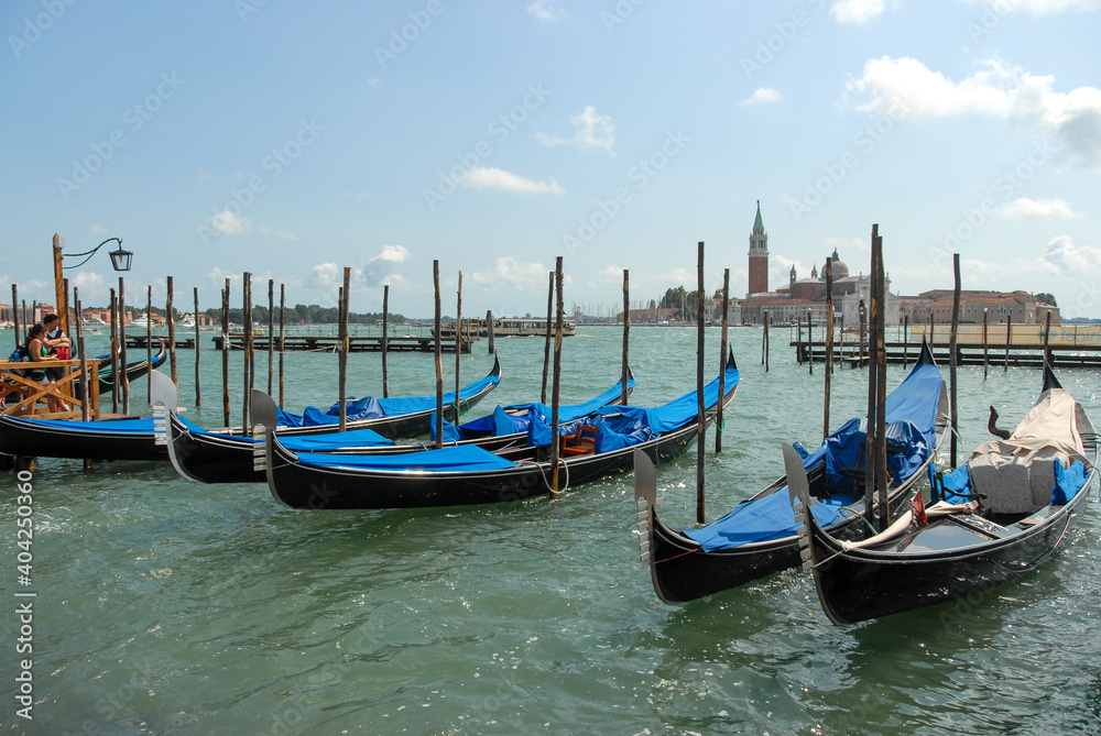 Gondolas in the St Mark Canal in Venice