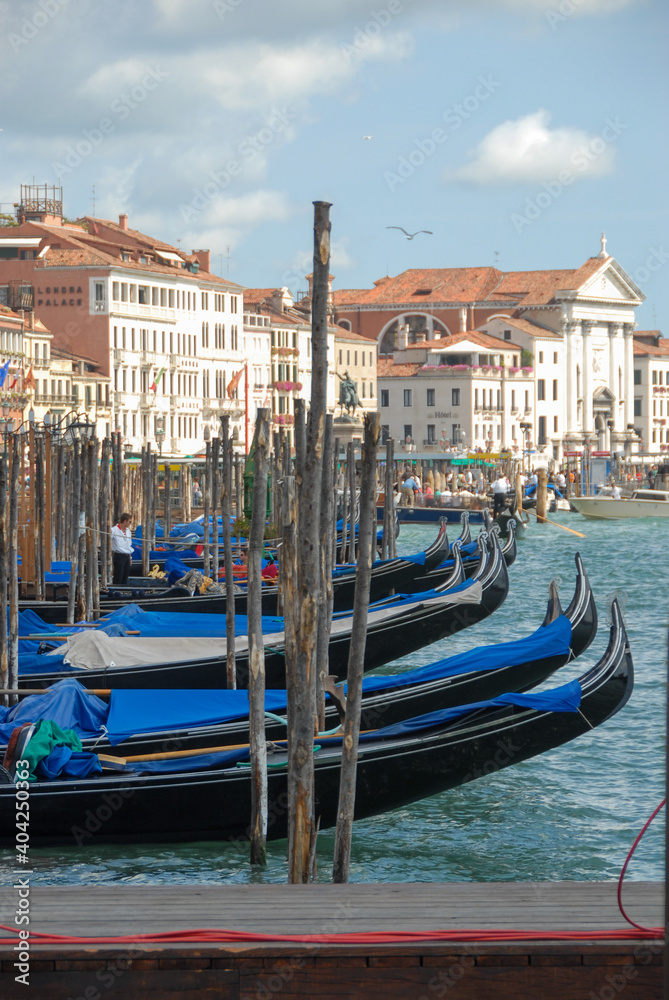Gondolas in the St Mark Canal in Venice