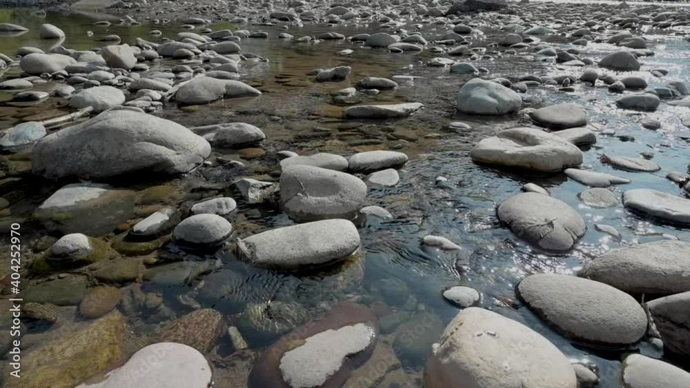 rocky bottom of a mountain river