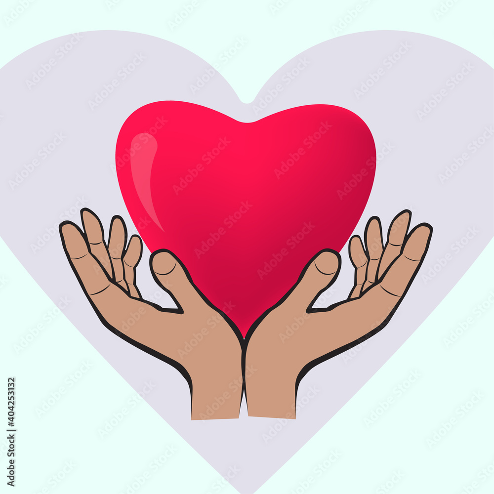 Illustration of red love on hands isolated with love background vector design Illustration of red love on hands isolated with love background vector design