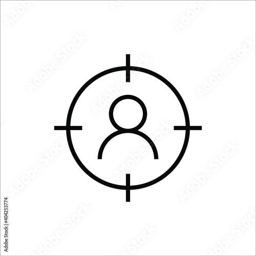 black man and sight icon on white background, vector illustration