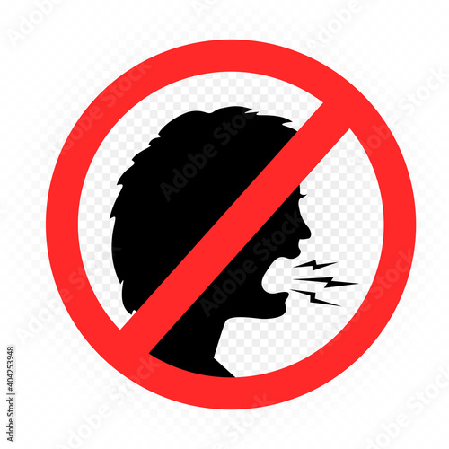 no shout prohibition sign sticker