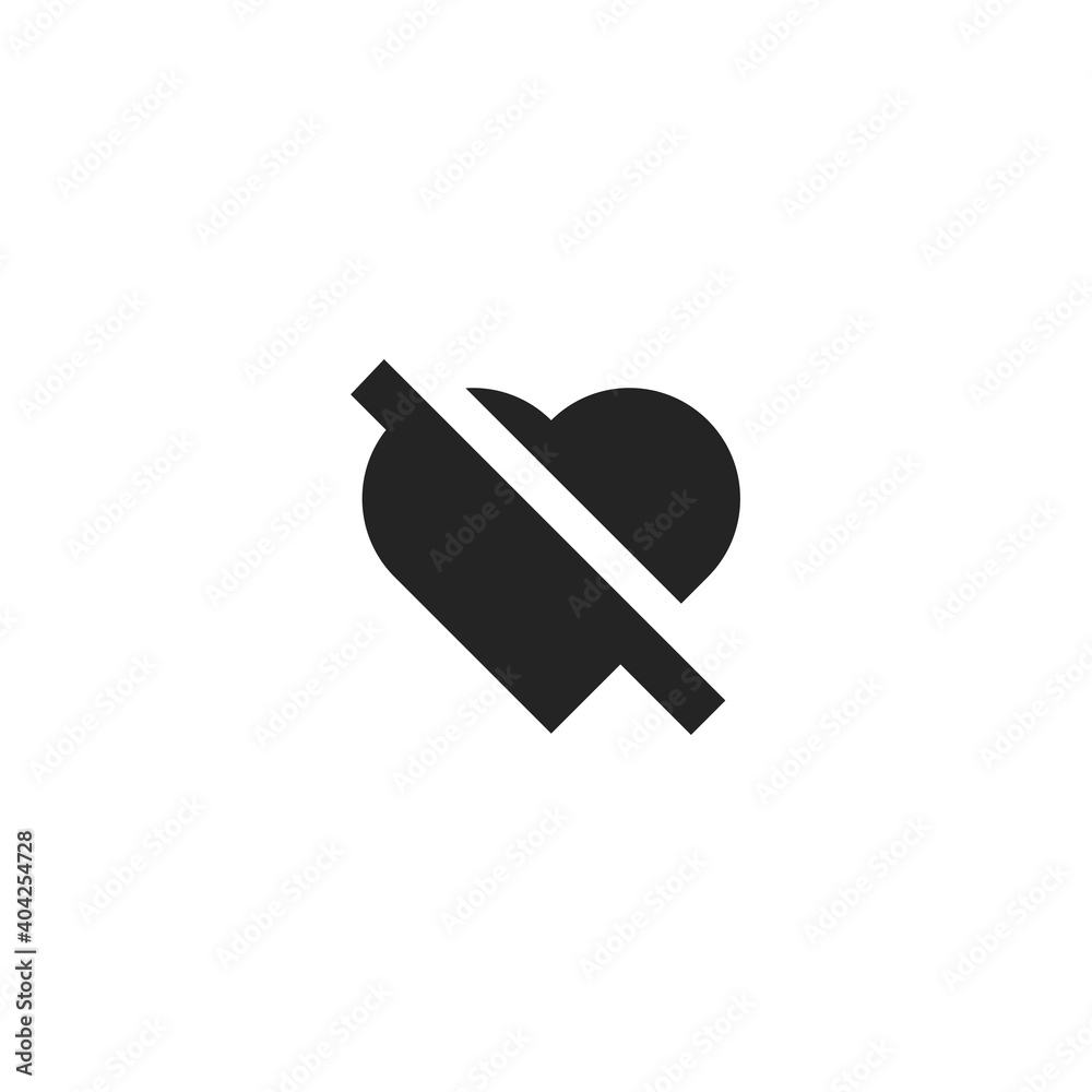 Cross on heart icon. Dislike symbol modern, simple, vector, icon for website design, mobile app, ui. Vector Illustration