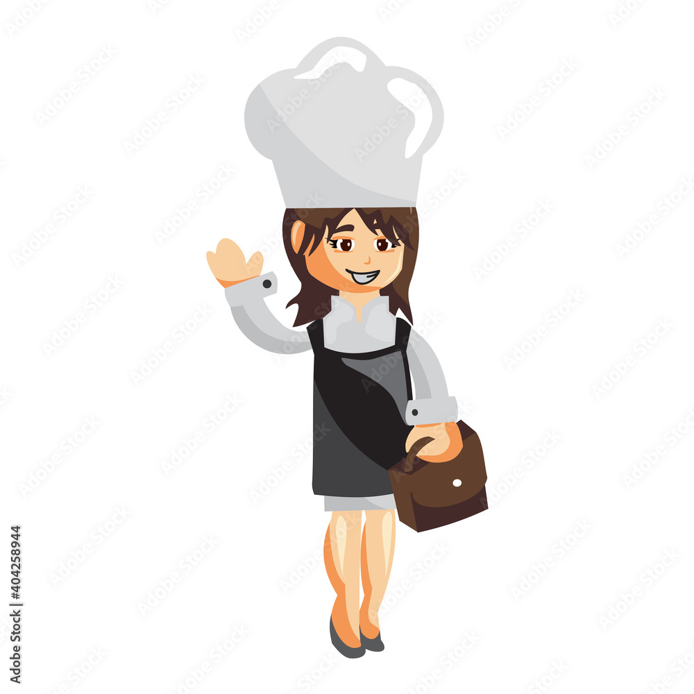 Chef Woman Fun character creation Illustration Template Pose Suitcase Chef Woman Fun character creation Illustration Template Pose Suitcase