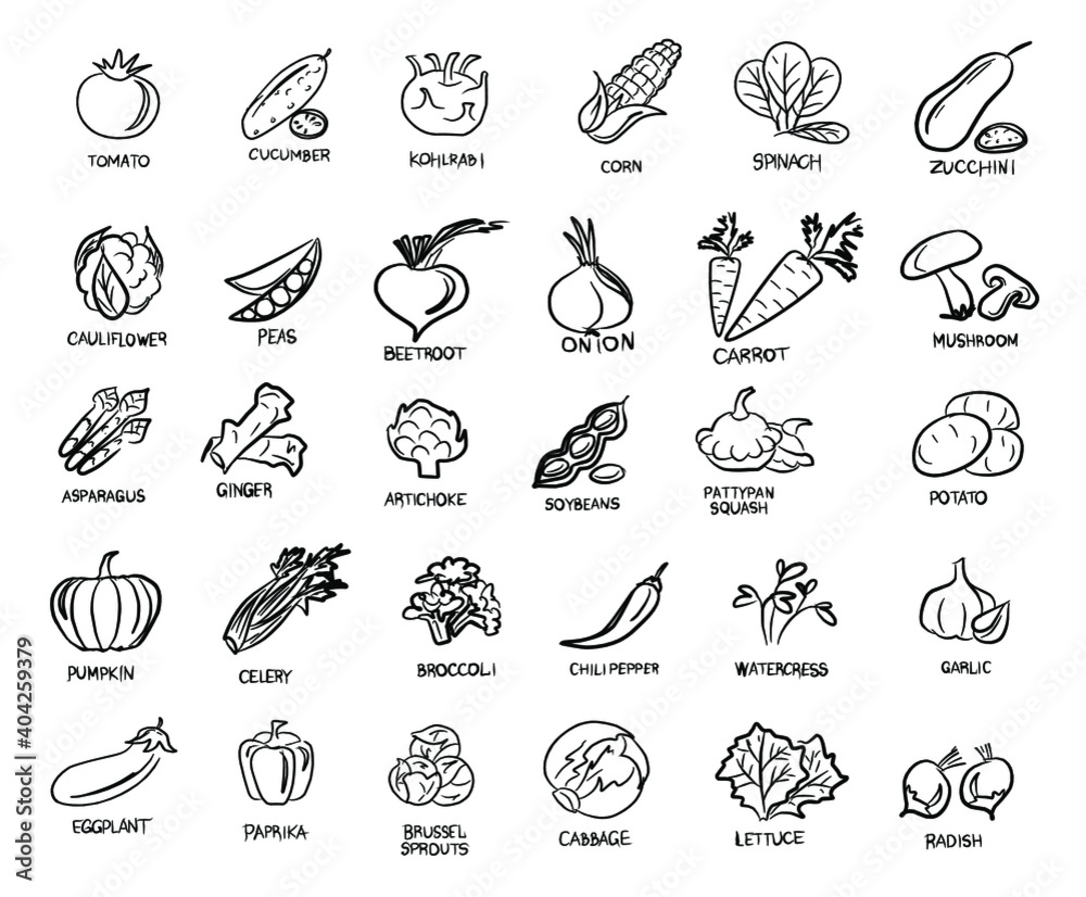 Vegan set of icons with vegetables. A vegan and a vegetarian. Vegetables, mushrooms, grass and roots. Proper nutrition. Vegetable food. Vector isolated image. Vegan set of icons with vegetables. A vegan and a vegetarian. Vegetables, mushrooms, grass and roots. Proper nutrition. Vegetable food. Vector isolated image.