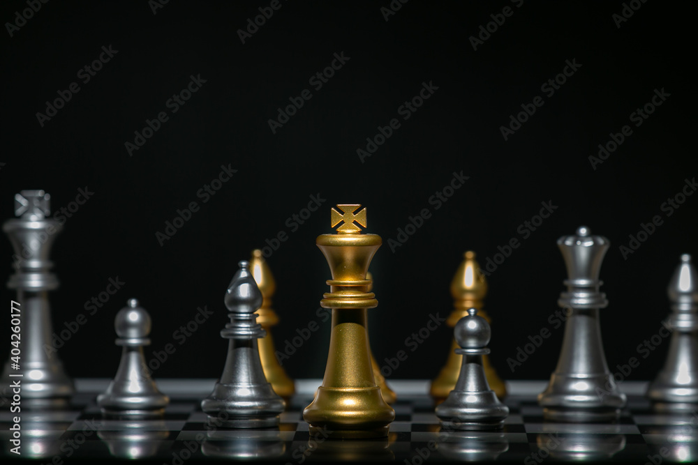 Golden king chess leadership concept, Business idea chess board success with background. Golden king chess leadership concept, Business idea chess board success with background.
