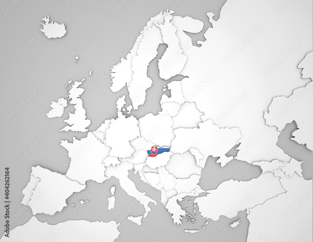 3D Europakarte auf die Slowakei hervorgehoben wird
