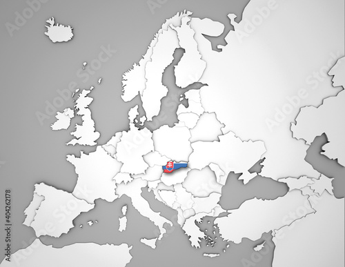 3D Europakarte auf die Slowakei hervorgehoben wird