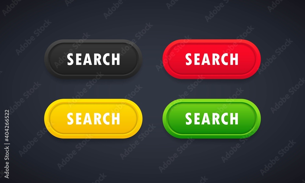 Search Button. Search icon set. Vector web button. Vector flat cartoon illustration for web sites and banners design Search Button. Search icon set. Vector web button. Vector flat cartoon illustration for web sites and banners design