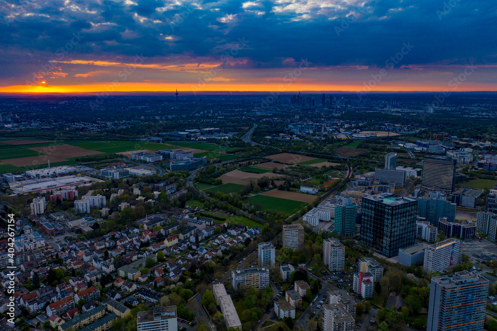 Eschborn Sonnenaufgang | Luftbilder von Eschborn in Hessen