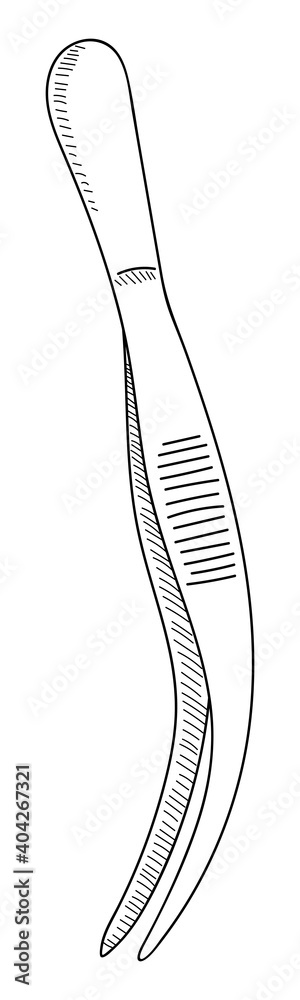 SURGICAL TWEEZERS ISOLATED ON A WHITE BACKGROUND