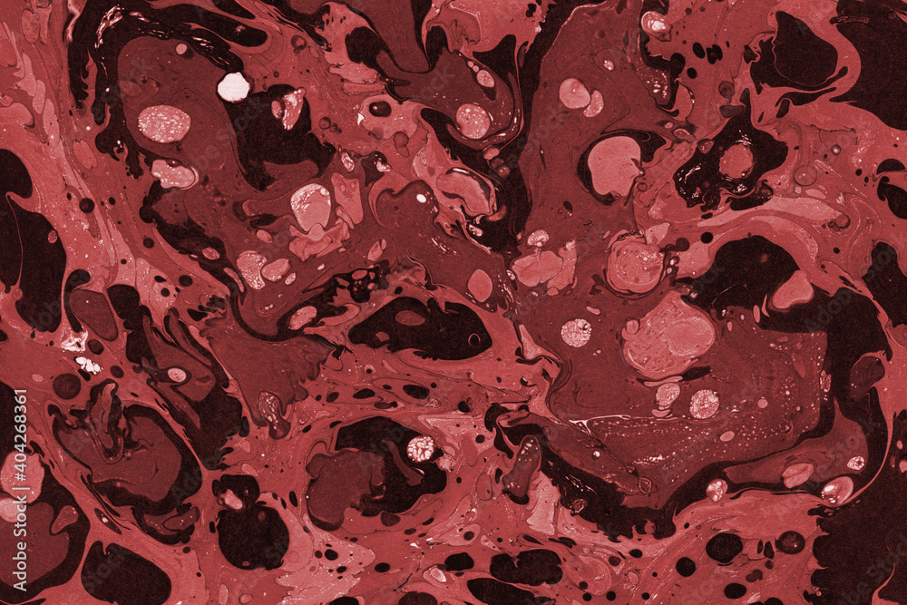Red marble ink texture on watercolor paper background. Marble stone image. Bath bomb effect. Psychedelic biomorphic art. Red marble ink texture on watercolor paper background. Marble stone image. Bath bomb effect. Psychedelic biomorphic art.