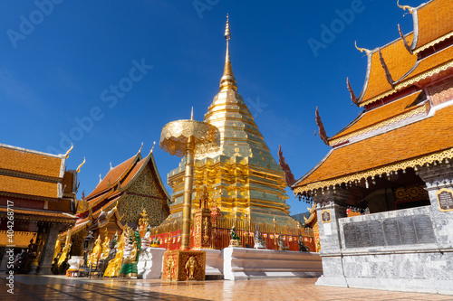 Wat Phra That Doi Suthep, Chiangmai, Thailand with blue sky