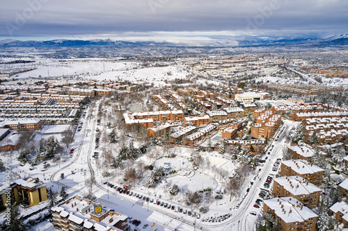 Obraz na płótnie Heavy snowfall by storm Filomena in Las Rozas, Madrid w salonie