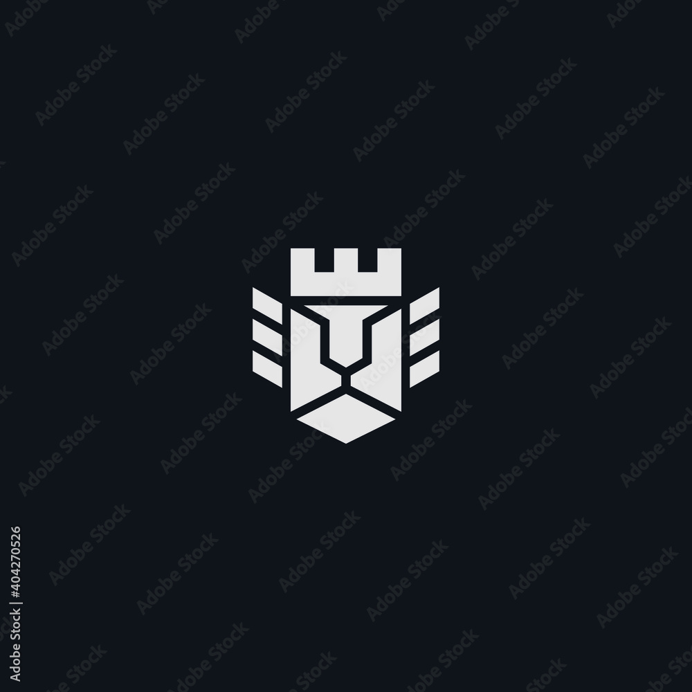 lion combination crown simple logo design icon vector lion combination crown simple logo design icon vector
