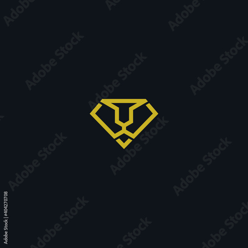 lion diamond combination simple logo design icon vector photo