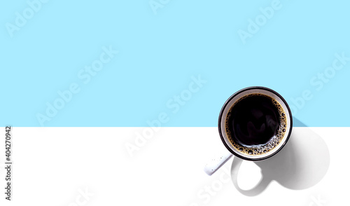 Coffee mug pattern overhead view - flat lay