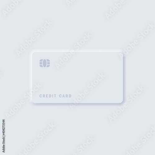 Neomorphism credit card template. Realistic object. Contactless, wireless online payment concept. Banking concept. Neumorphism style. Vector EPS 10. Isolated on white background