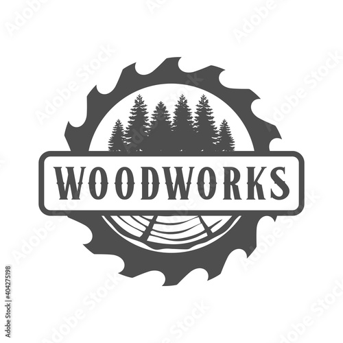 woodwork and carpentry logo inspiration. design template, vintage badge, vector illustration.