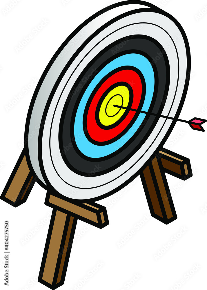 An archery target/bullseye - with a single arrow right on target. An archery target/bullseye - with a single arrow right on target.