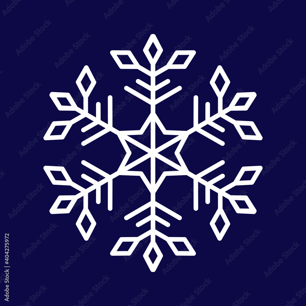 Snowflake vector icon isolated on blue background Snowflake vector icon isolated on blue background