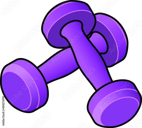 A pair of purple / pink hand held dumbells.