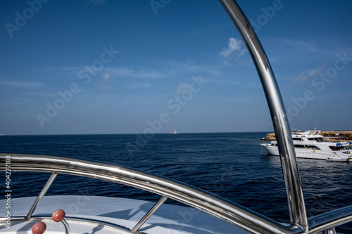 by diving boat before starting a safari adventure in the Red Sea