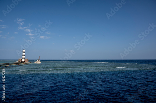 an ancient lighthouse stands in the middle of trade sea routes in the Red Sea © константин константи