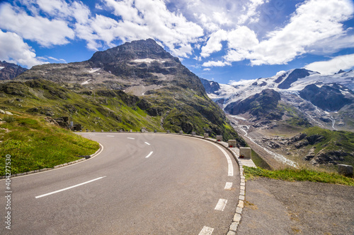 High mountain road through the Susten Pass in the Swiss Alps