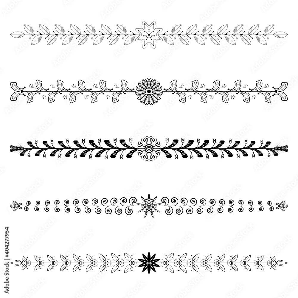 Dividers tribal floral elements vector