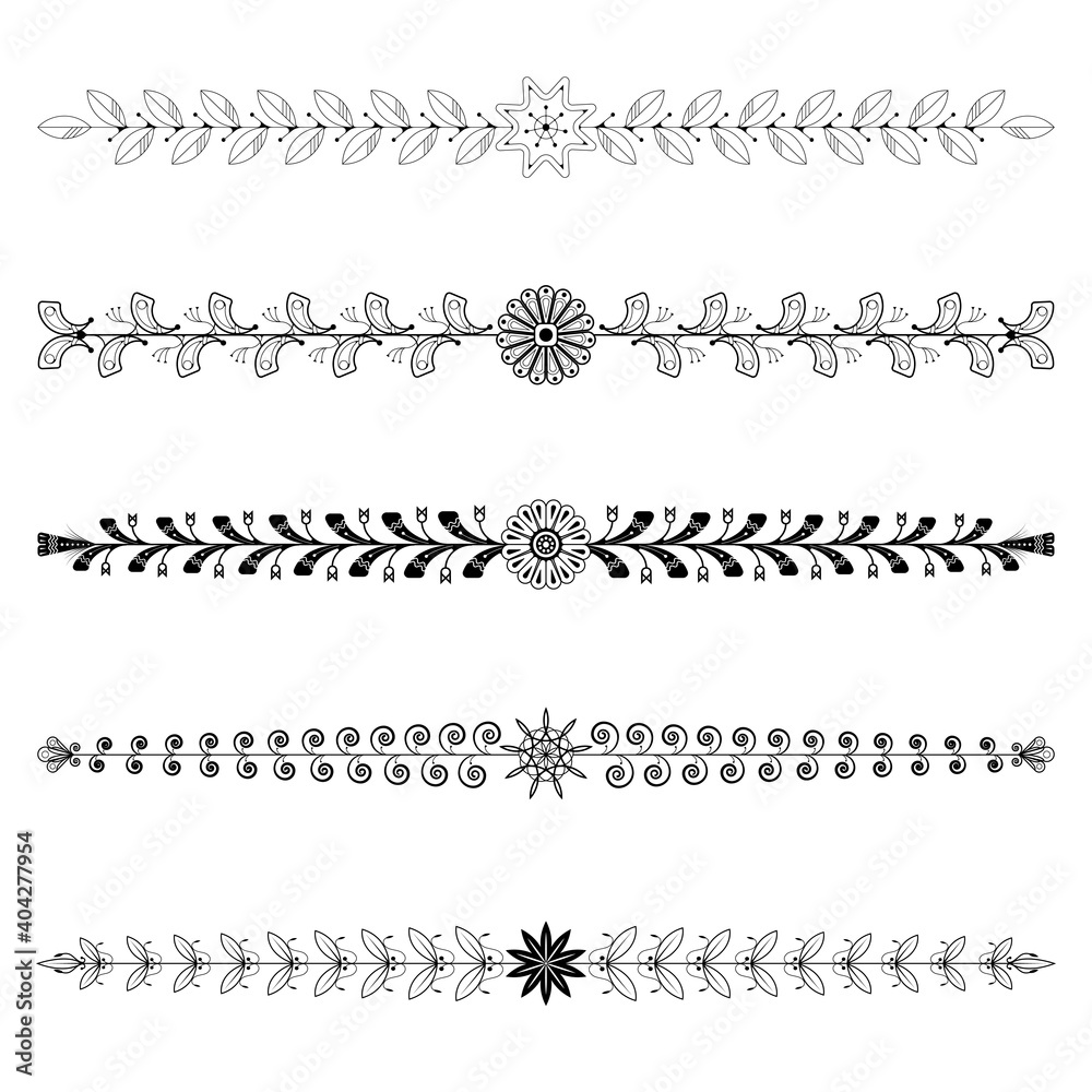 Dividers tribal floral elements vector Dividers tribal floral elements vector