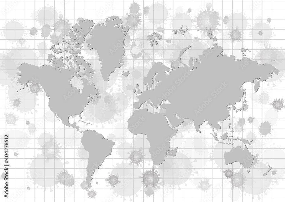 Vector : World map with virus on white background