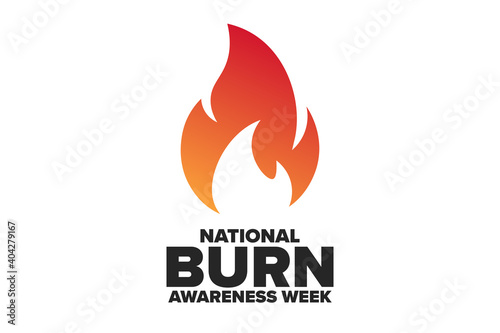 National Burn Awareness Week. First full week of February. Holiday concept. Template for background, banner, card, poster with text inscription. Vector EPS10 illustration.