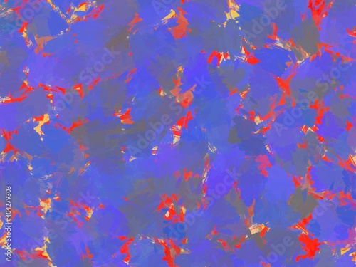 Blue and red paint splashes. Digital painting © Yuliia Art