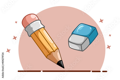 Illustration of one pencil and one eraser