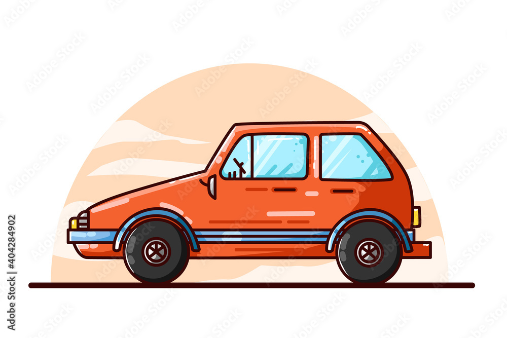 Orange panther car illustration