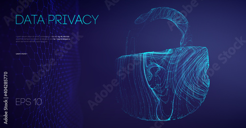 Data Privacy Government Software. Email Server hacker guard data. Security cloud data attack. Vector Illustration.