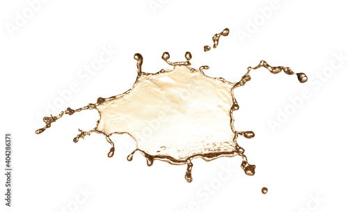 Splash of beige liquid on white background