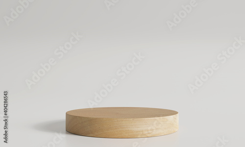 Fototapeta Naklejka Na Ścianę i Meble -  Wooden product display podium on white background. 3D rendering	